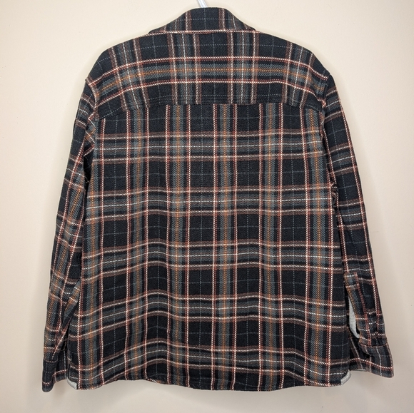 UNTUCKit Reverdy Thick Cotton Plaid Flannel Black Orange Fall Button Down XL Men - Picture 2 of 11